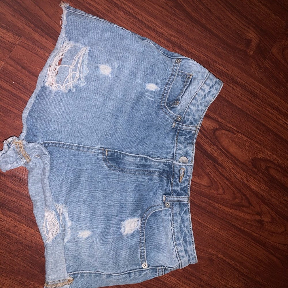 light washed blue shorts